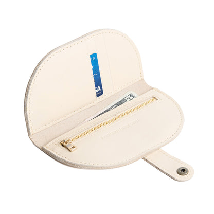 Bone | Semicircle bifold wallet with snap closure open