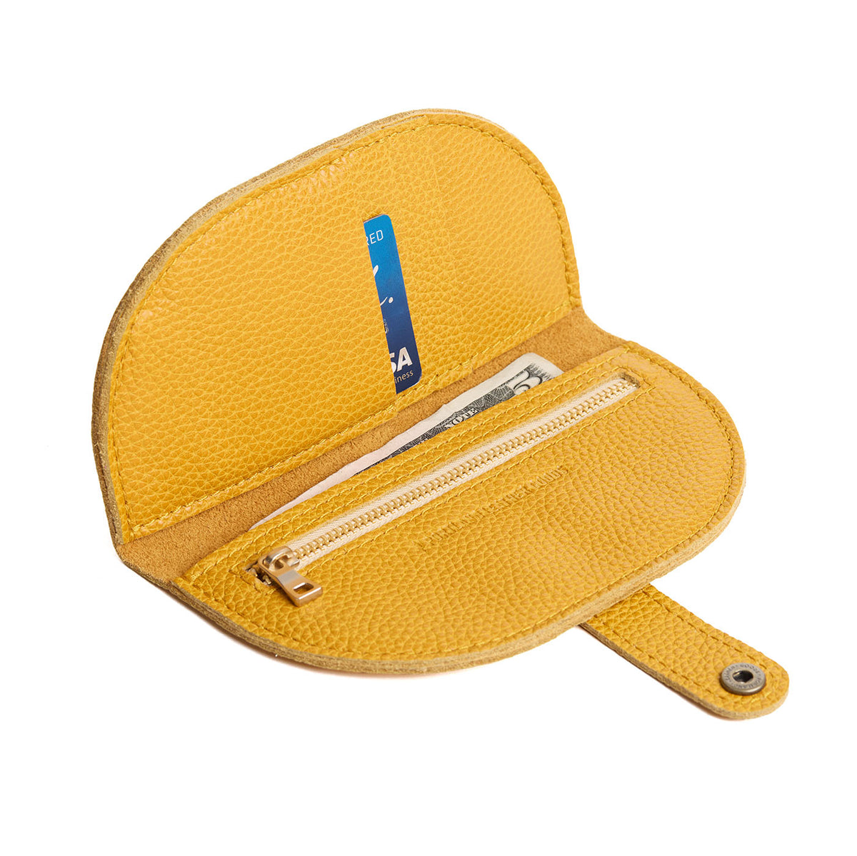 Sunshine | Semicircle bifold wallet with snap closure open