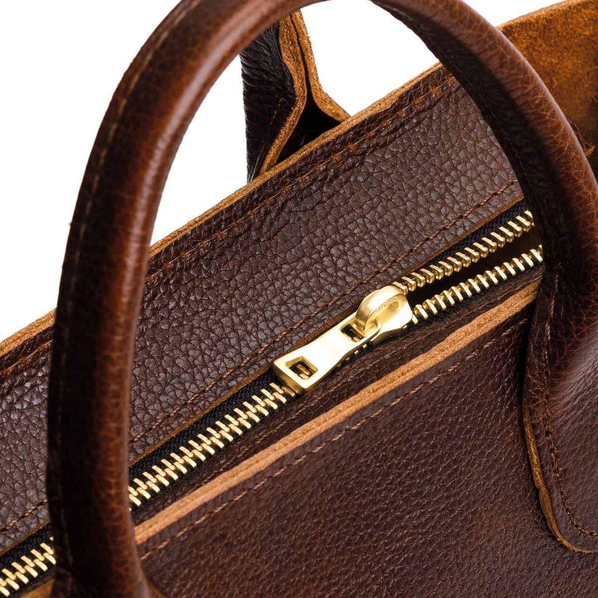 Coldbrew*ANY*Zipper | Petite tote purse with structured leather handles and crossbody strap
