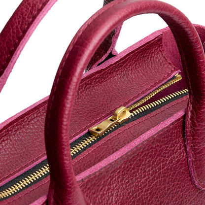Orchid*ANY*Zipper | Petite tote purse with structured leather handles and crossbody strap