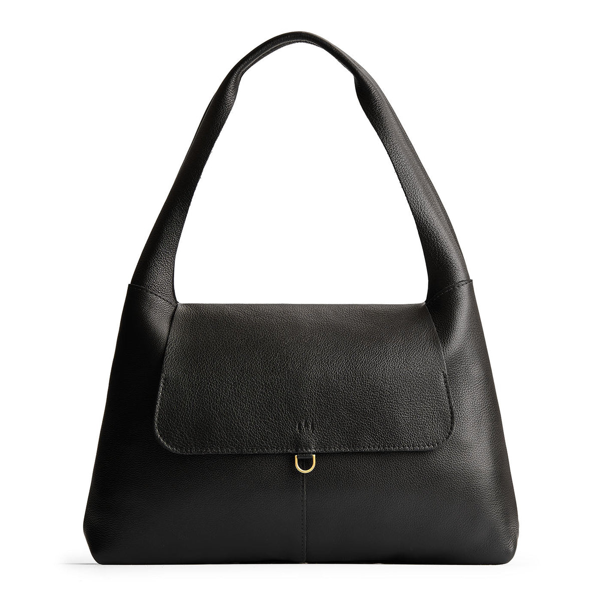 Pebbled--black*Large | Slouchy triangle shaped shoulder bag with a flap