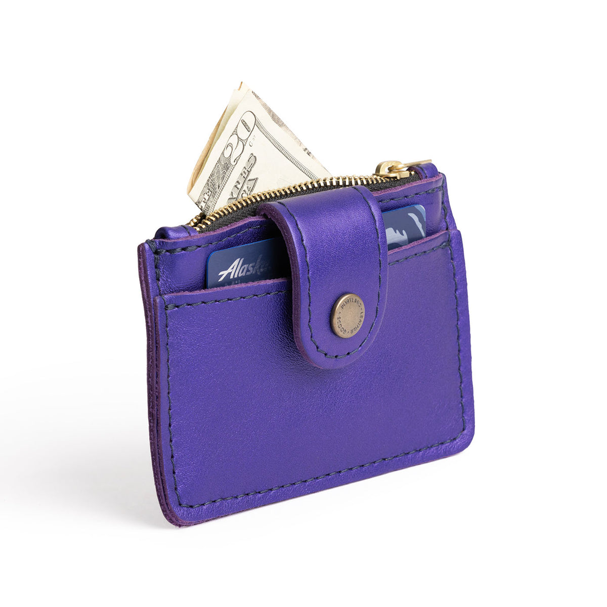 Amethyst | Compact wallet with snap closure and zippered pouch