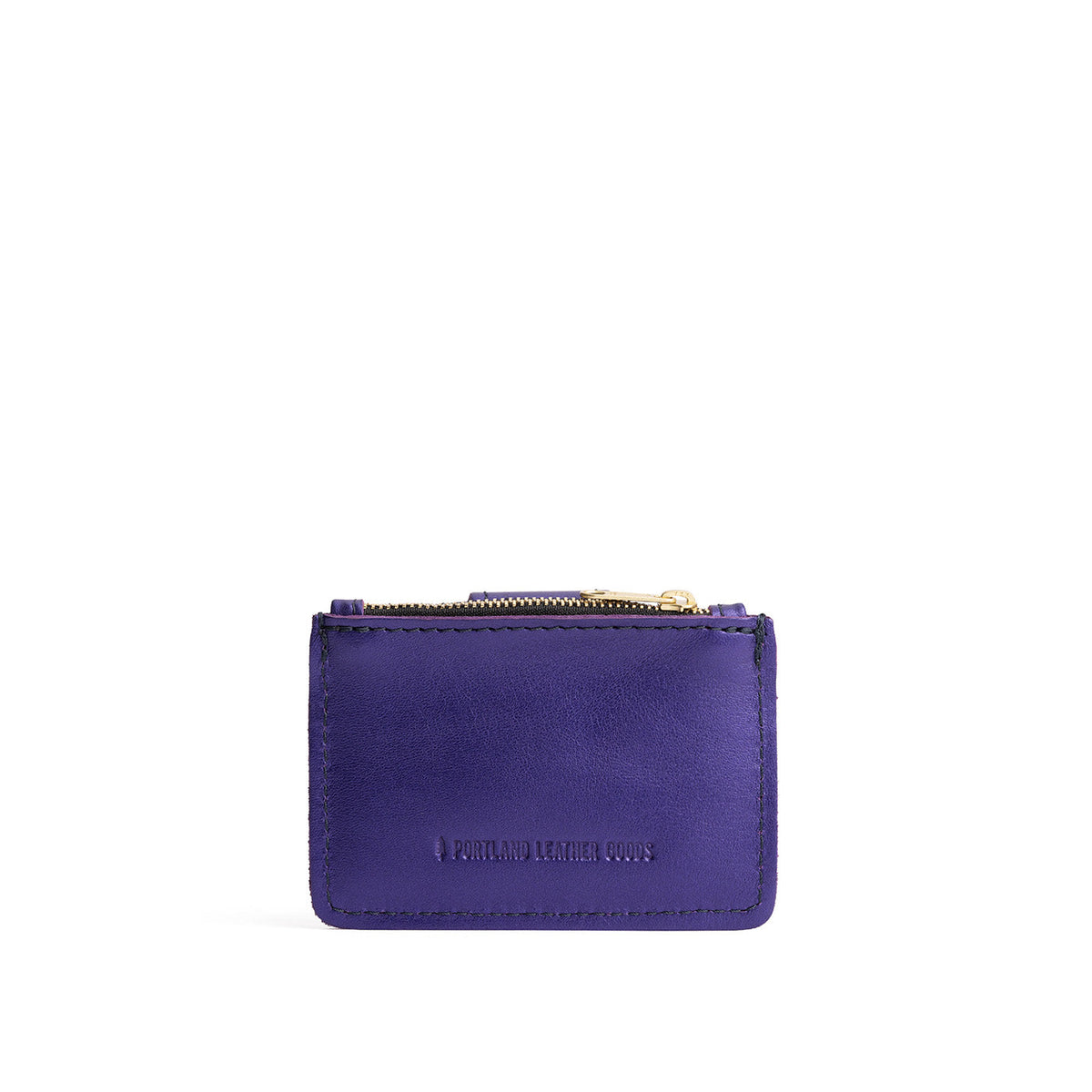 Amethyst | Back of compact wallet with snap closure and zippered pouch
