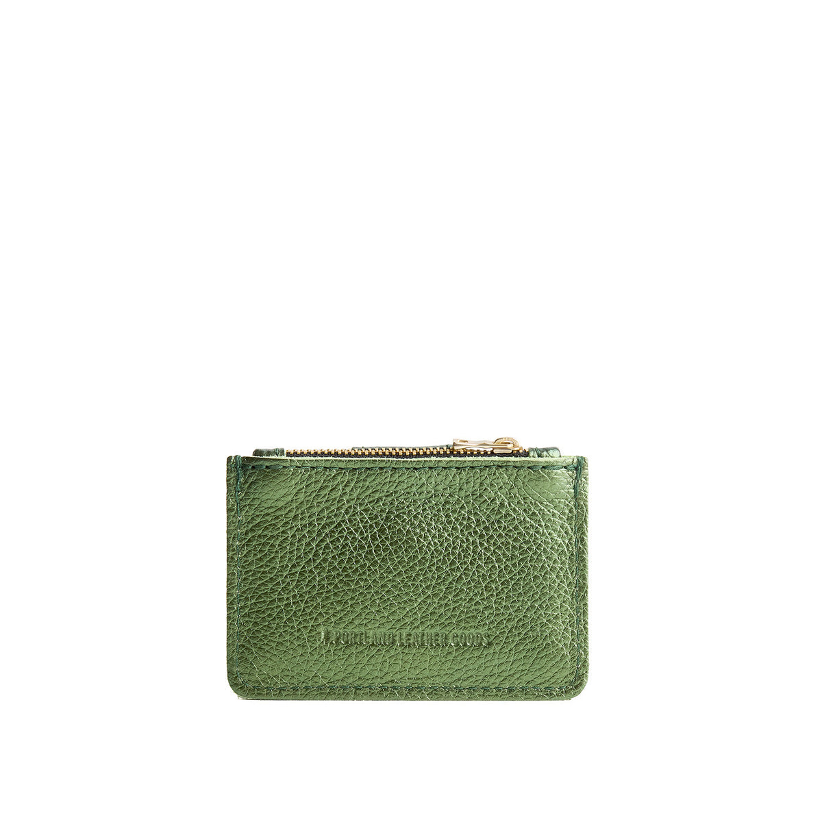 Metallic Greench | Compact wallet with snap closure and zippered pouch