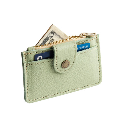 Pistachio | Compact wallet with snap closure and zippered pouch