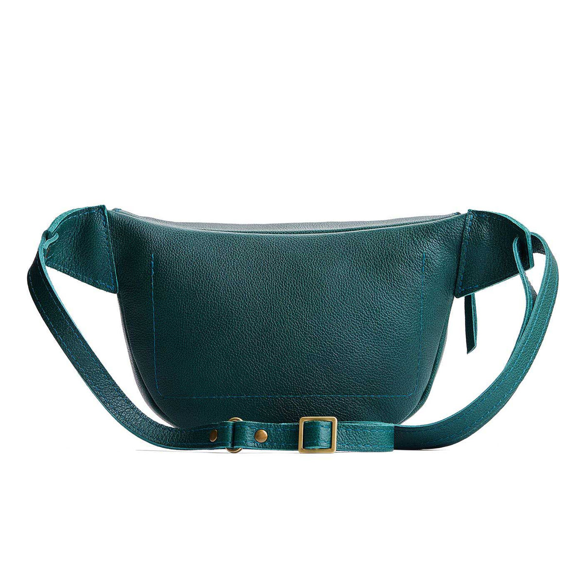 Sea Glass | Back of leather fanny pack shaped bag