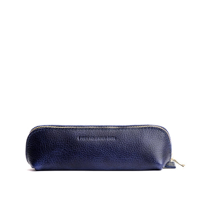 Cobalt | Leather pouch with curved seams and top zipper