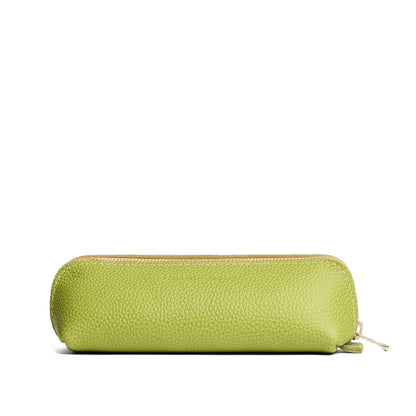 Wasabi | Leather pouch with curved seams and top zipper