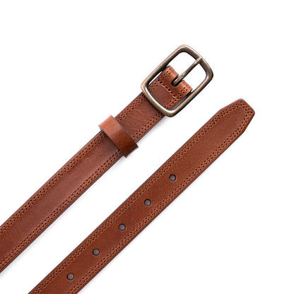 Amber | Women's slim double stitch leather belt