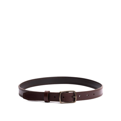 Umber | Women's slim double stitch leather belt