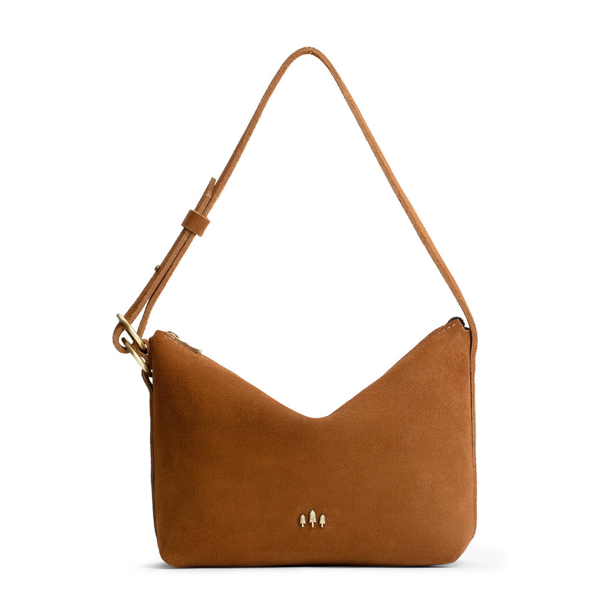 Jackson*Small | Petite slouchy leather shoulder bag with zipper opening and three metal tree emblems