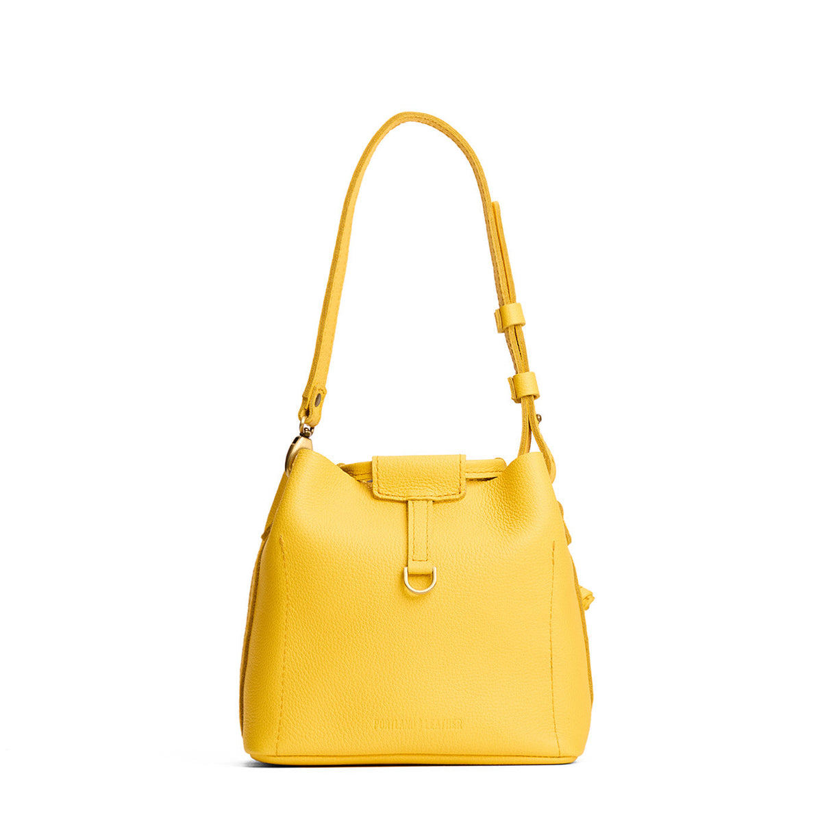 Canary*Small | Symmetrical leather bag with leather drawstring closure and adjustable shoulder strap