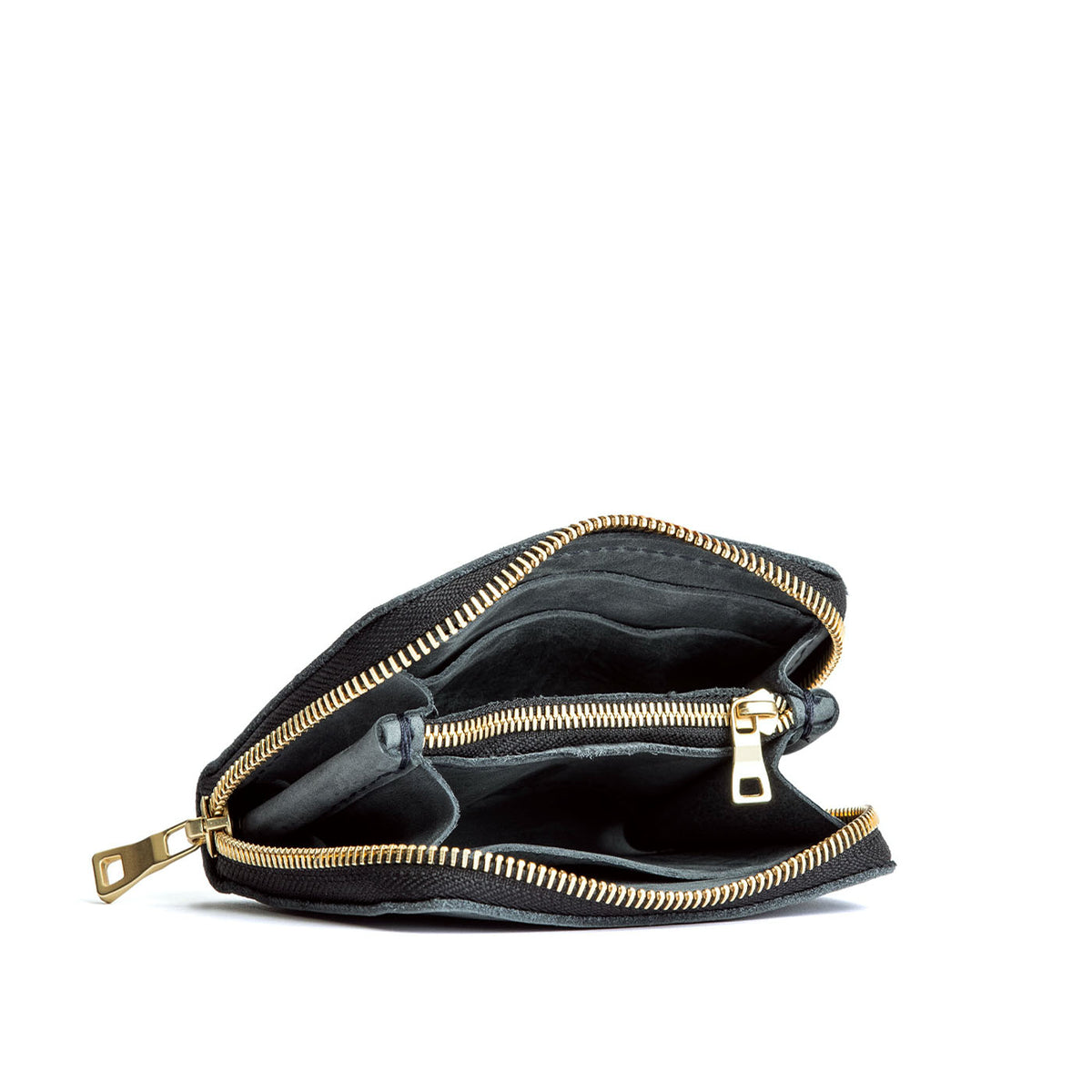 Storm | Small leather wallet with zipper open
