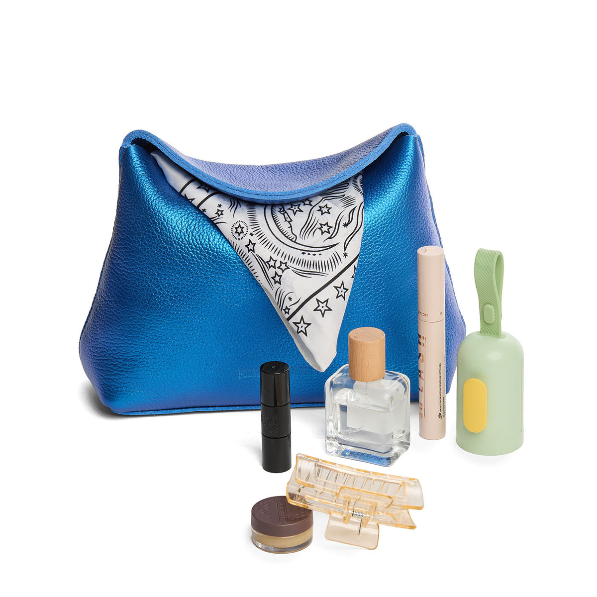 Comet Blue | Leather pouch with a folded magnetic closure