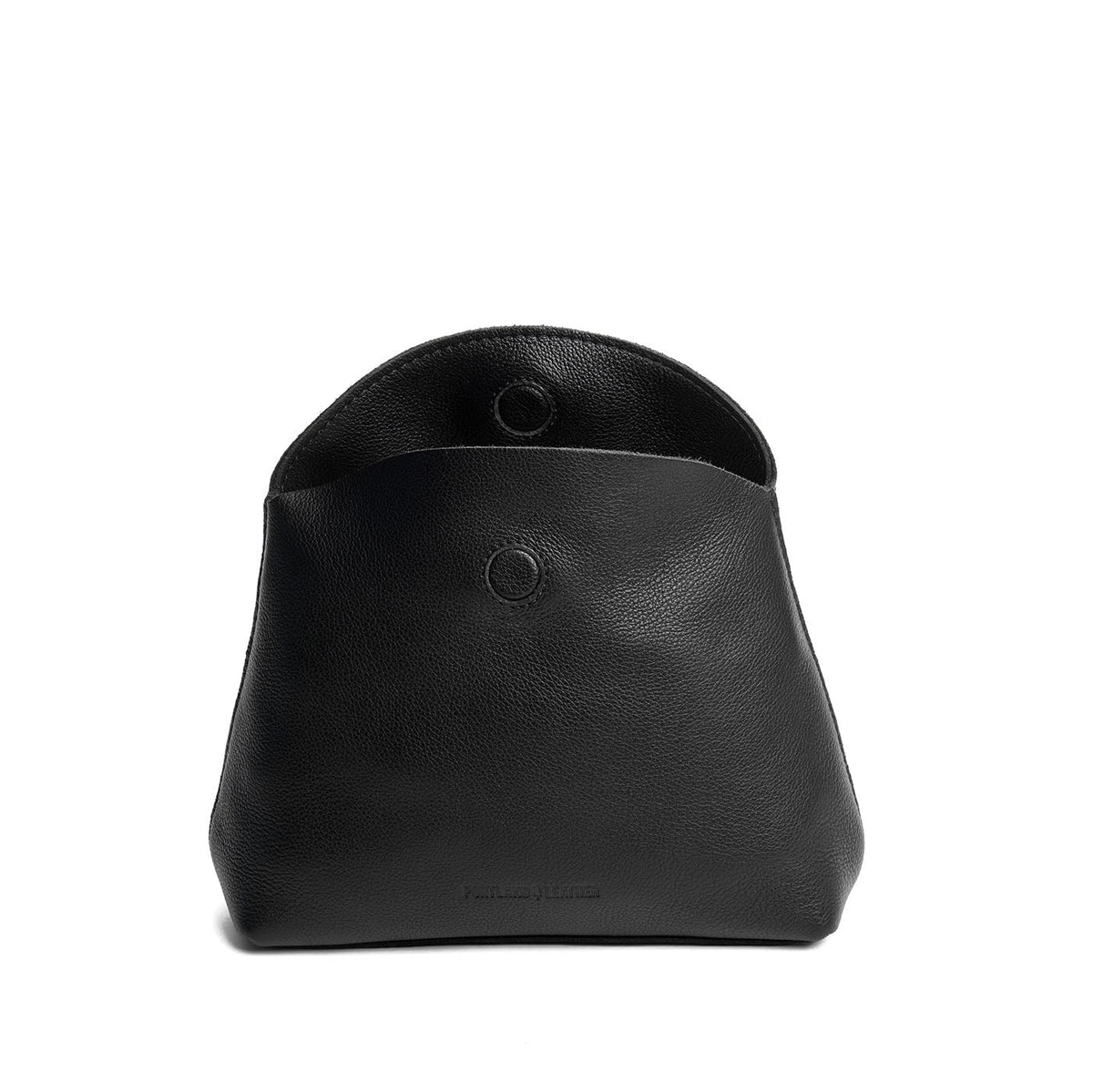 Pebbled--black | Leather pouch with an open folded magnetic closure