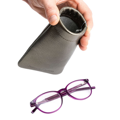 Stardust | Leather glasses case with hidden metal spring closure