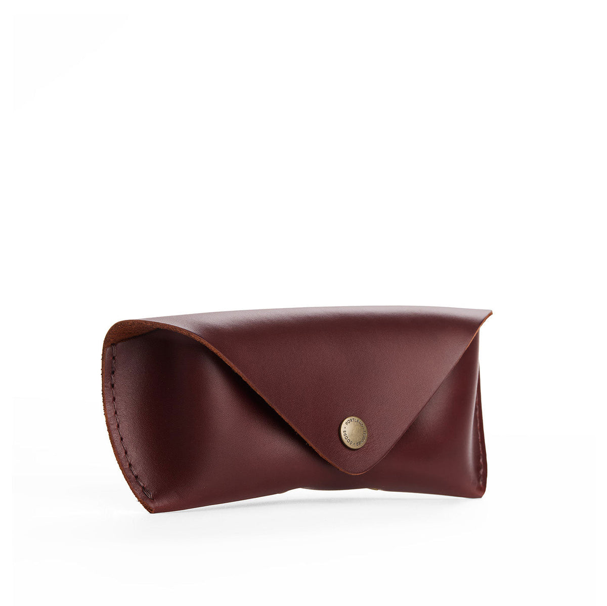 Cognac | Leather sunglasses case with snap closure