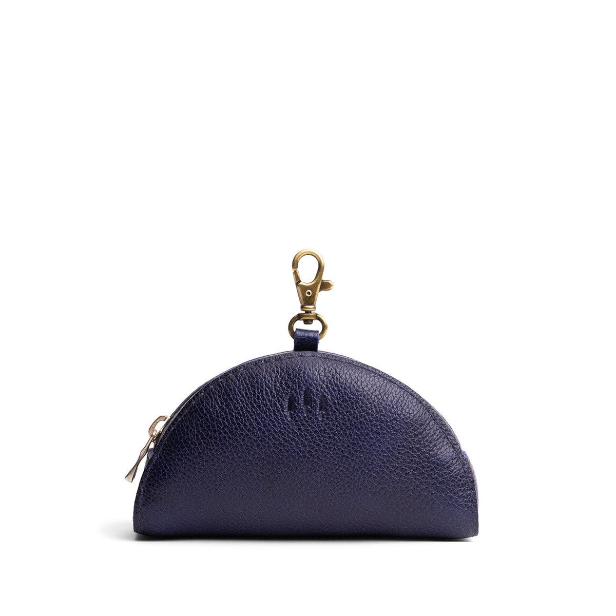 Cobalt | Small half-moon shaped keychain pouch with zipper closure