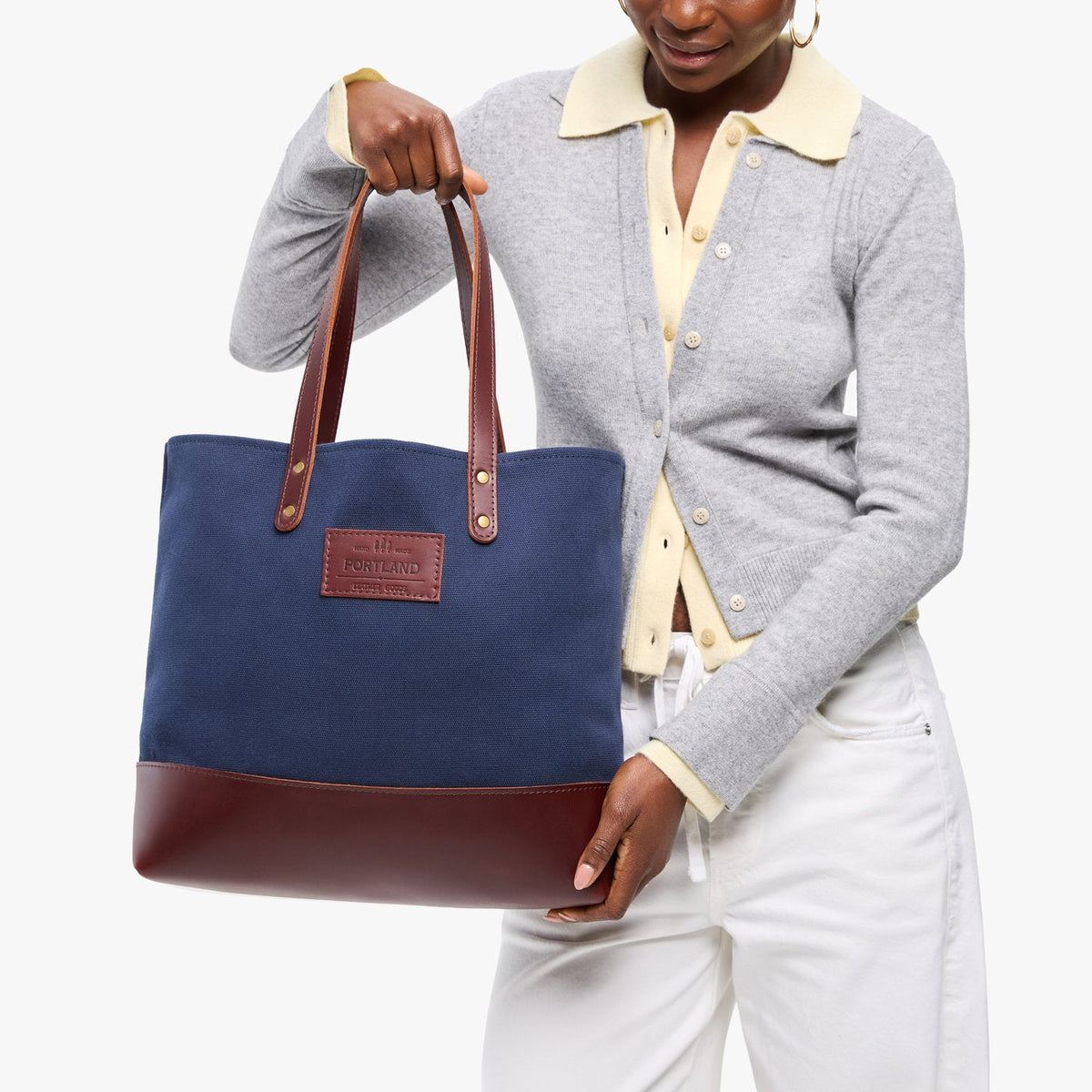 Tugboat | Canvas tote with leather base and handles