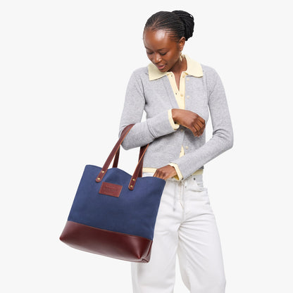 Tugboat | Canvas tote with leather base and handles