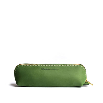 All Color: Succulent | Leather pouch with curved seams and top zipper