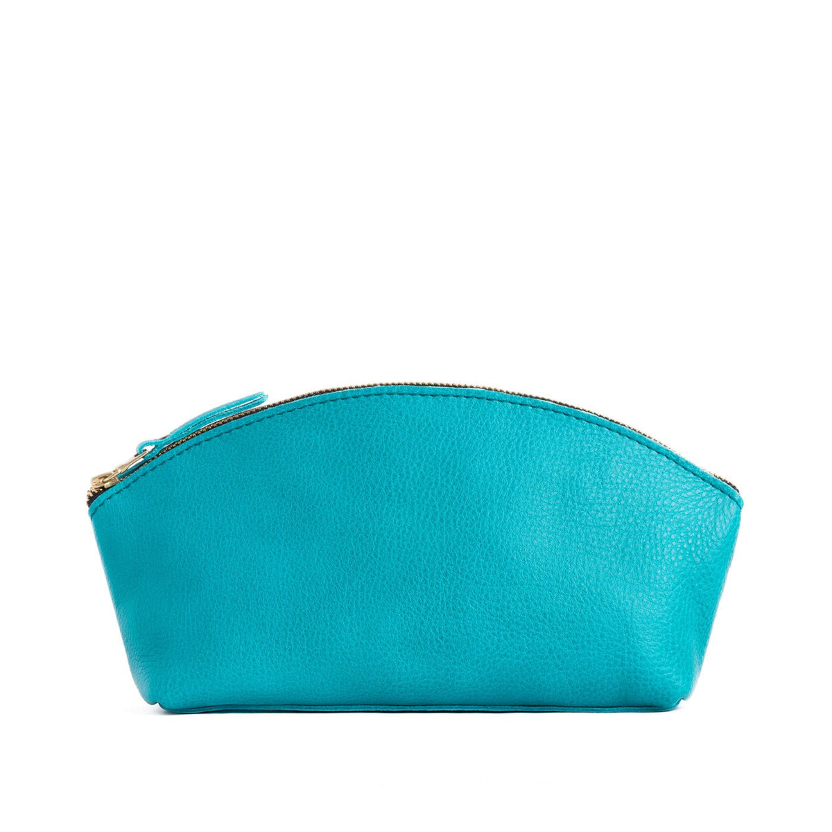Baja*Total Eclipse | Spacious leather makeup bag with curved seams and top zipper