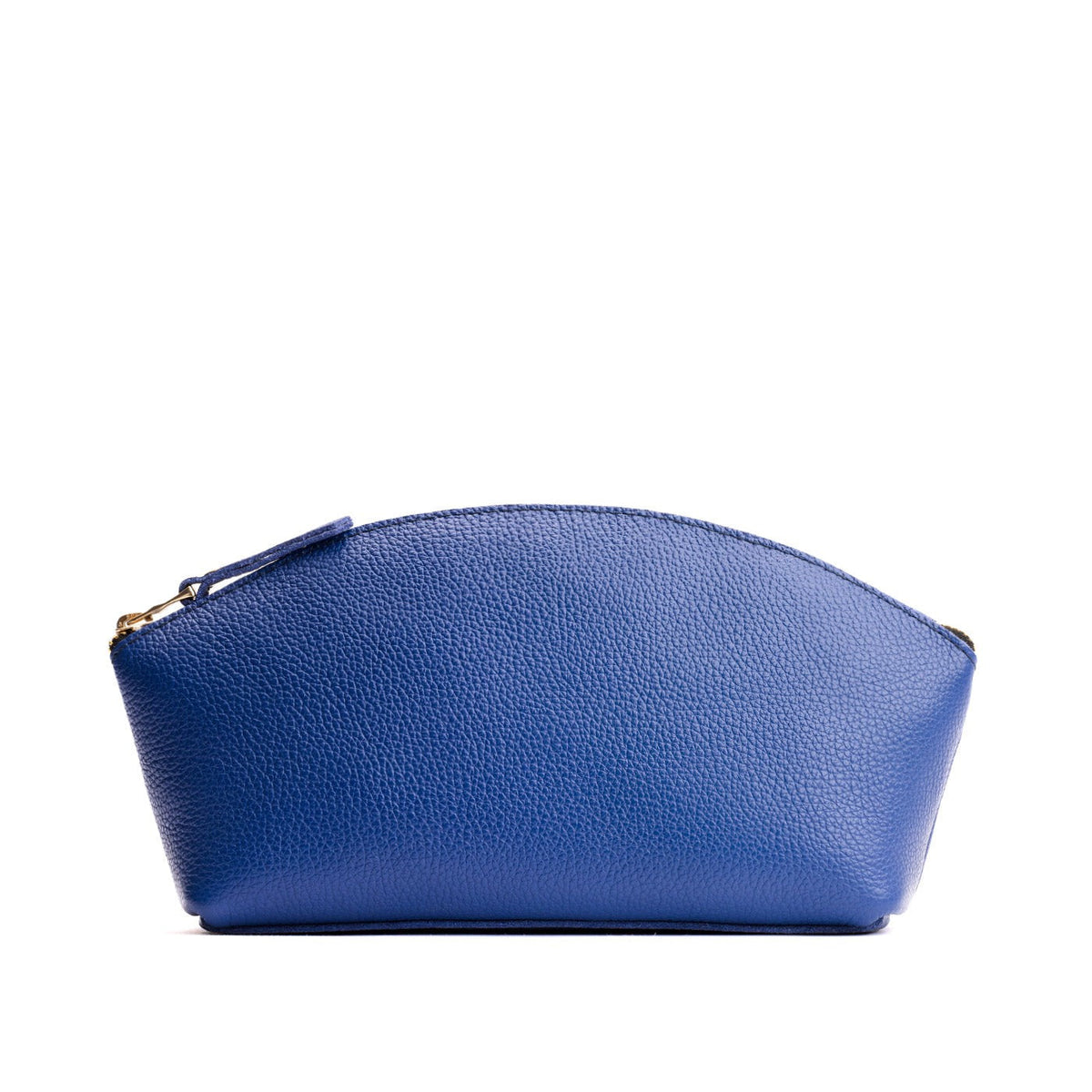 Molino Blue*Total Eclipse | Spacious leather makeup bag with curved seams and top zipper