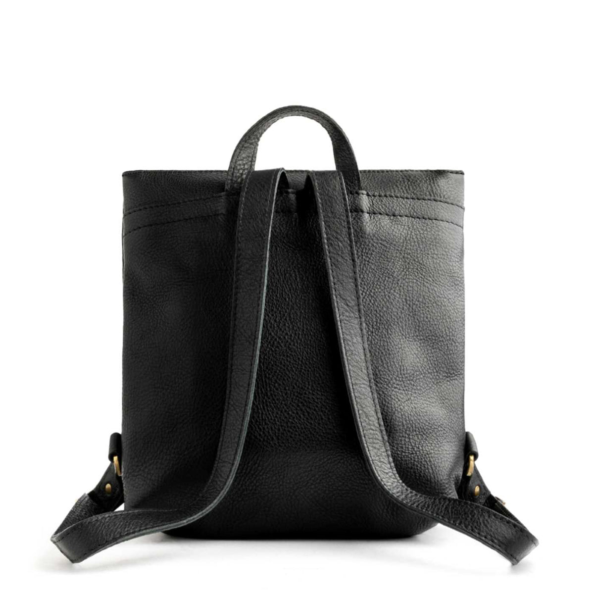 All Color: Pebbled--black*Large | Square slim leather tote backpack