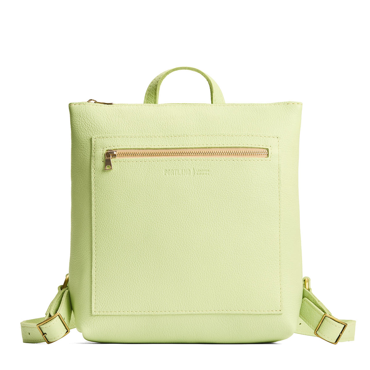 Shadow Lime*Large | Square slim leather tote backpack