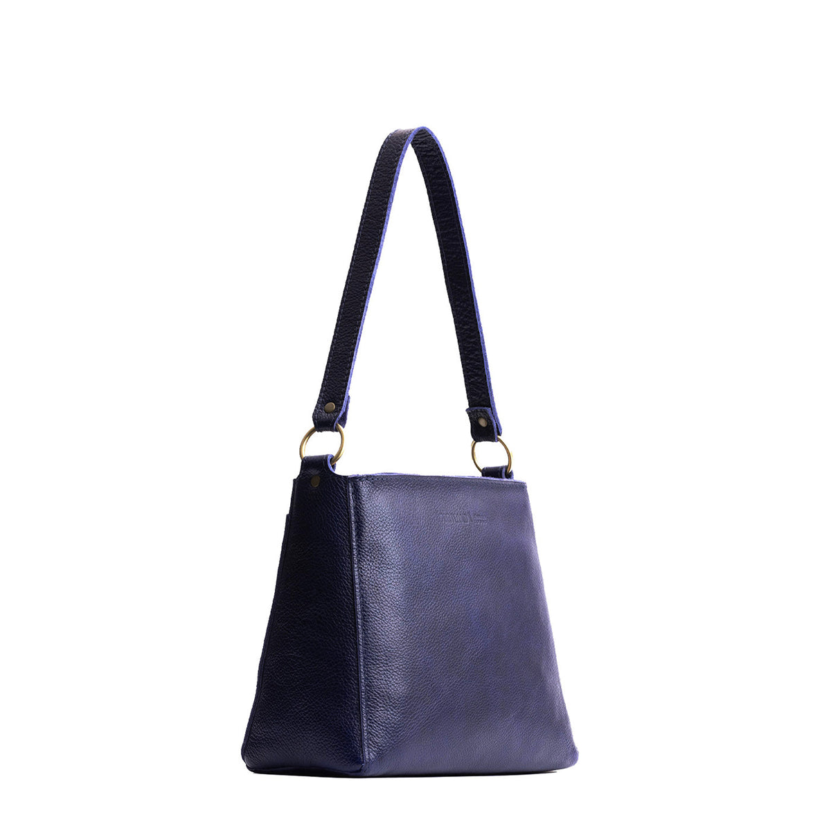 Cobalt*Small | Triangular shoulder bag with antiqued brass finished hardware