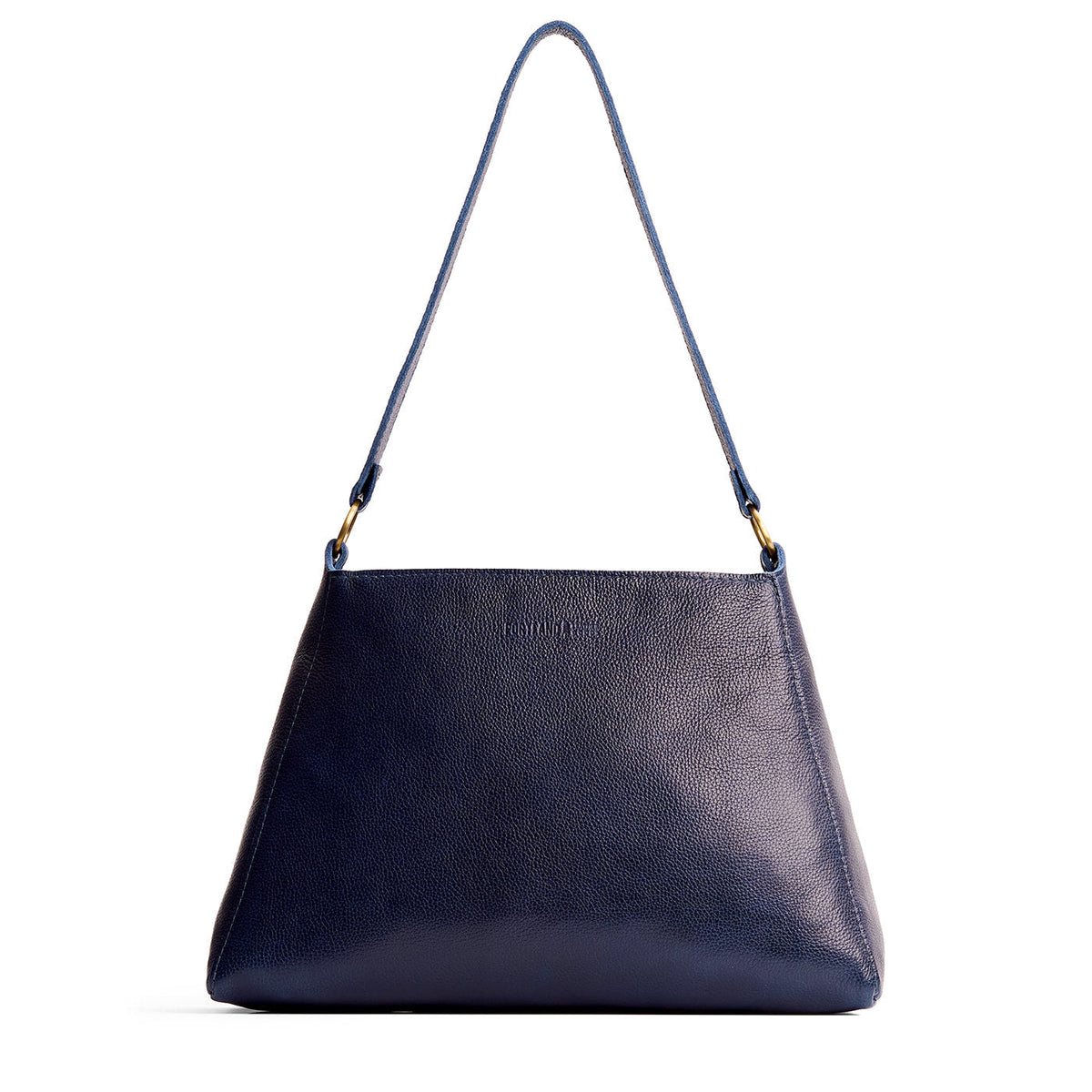 Cobalt*Large | Large triangular shoulder bag with antiqued brass finished hardware