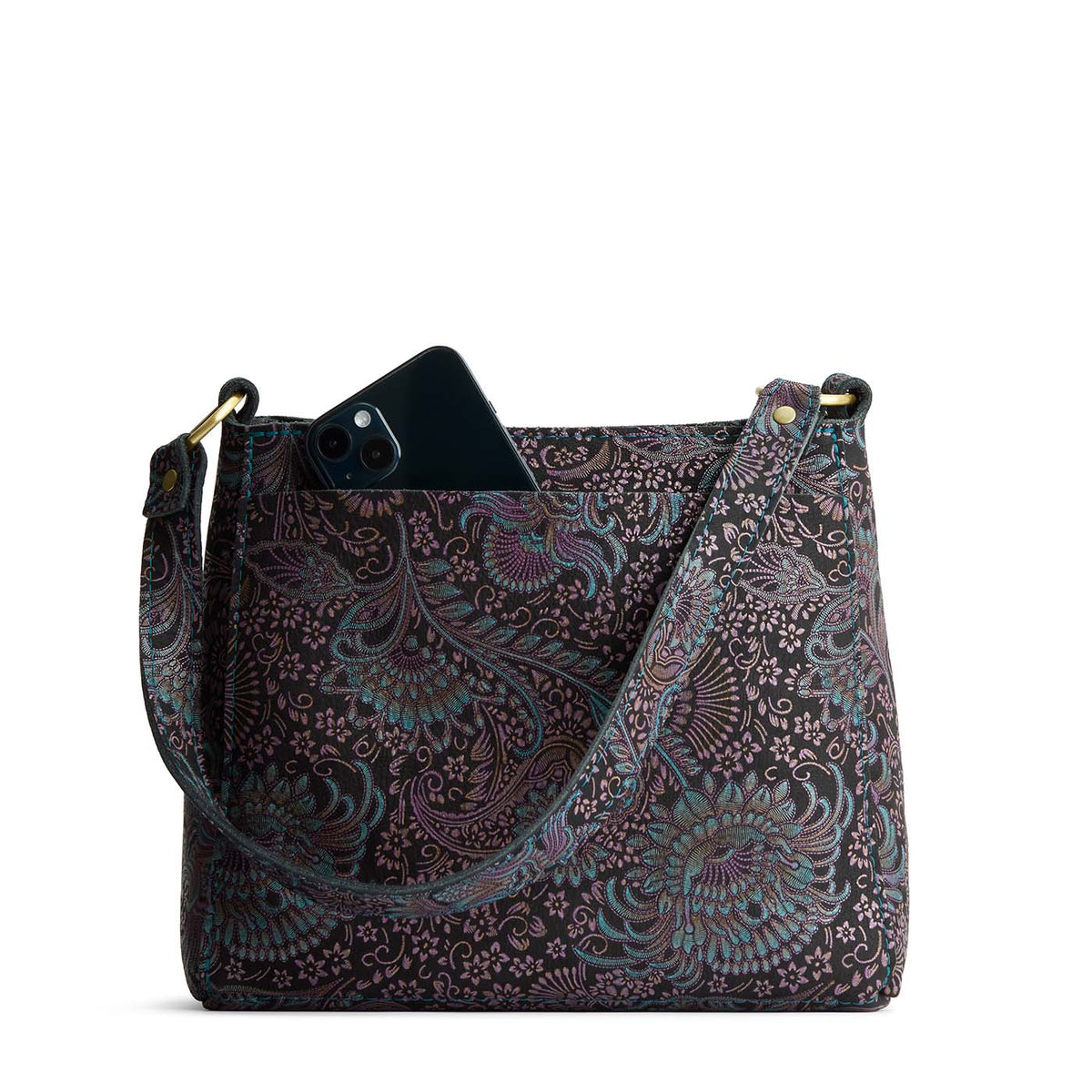 Masquerade*Small | Triangular shoulder bag with antiqued brass finished hardware