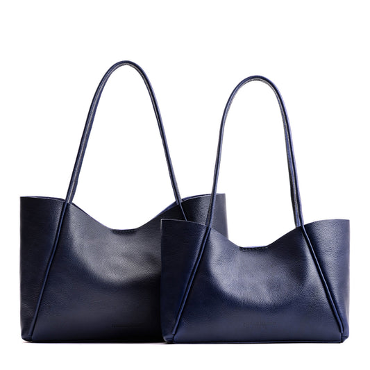 Cobalt | Side by side comparison of both sizes of wide totes