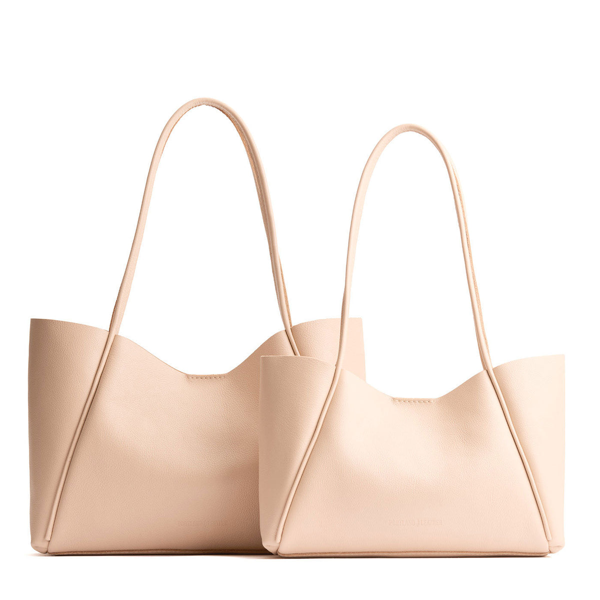 Moonflower | Side by side comparison of both sizes of wide totes