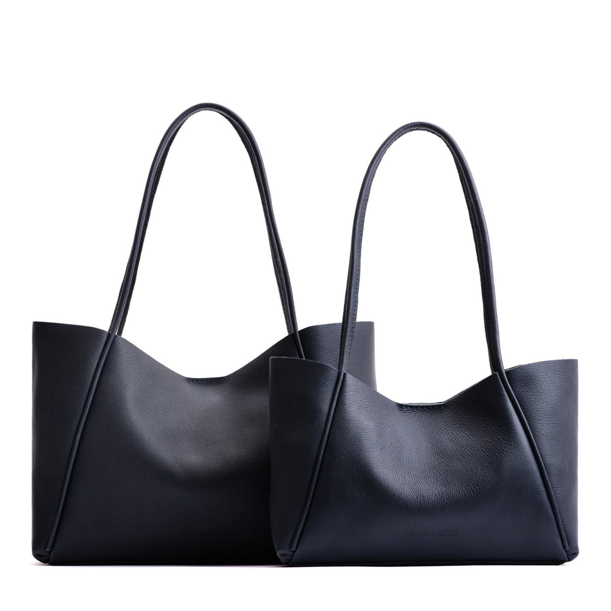 Night Owl | Side by side comparison of both sizes of wide totes