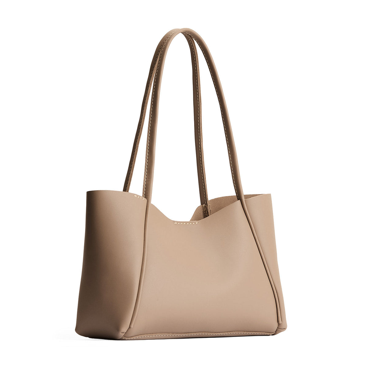 Stone*Medium | Wide tote with leather straps and snap closure