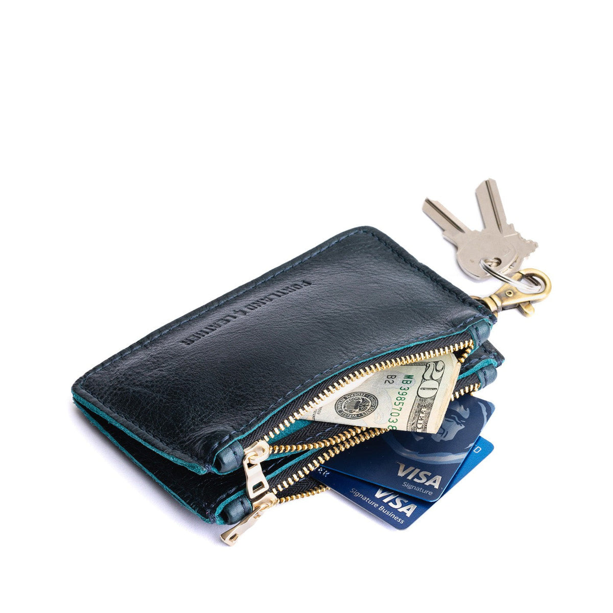 Boreal | Leather double zip wallet with keychain clasp