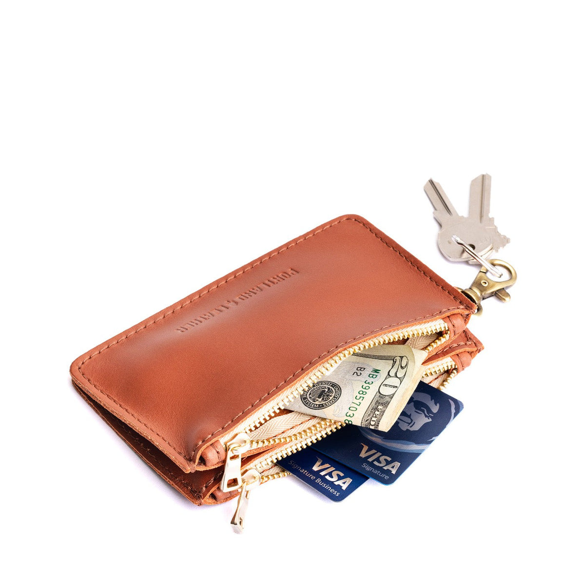 Clownfish | Leather double zip wallet with keychain clasp