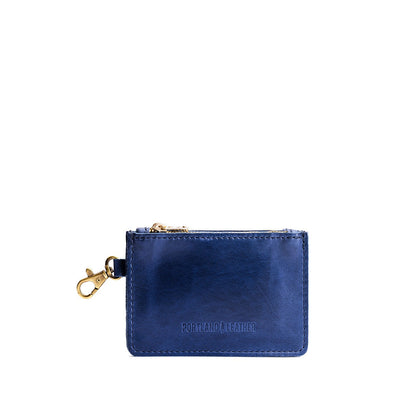 Cowboy Blue | Leather double zip wallet with keychain clasp