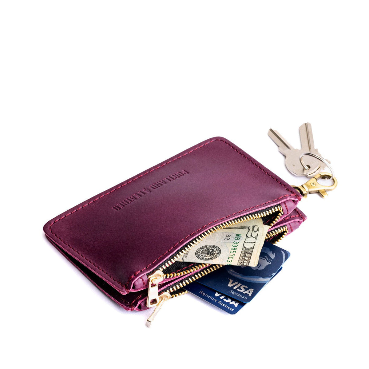 Lollipop | Leather double zip wallet with keychain clasp